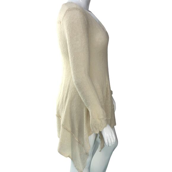 Wooden Ships Womens Size M/L Sweater Mohair Wool V Neck Long Line Open Knit - Picture 9 of 14